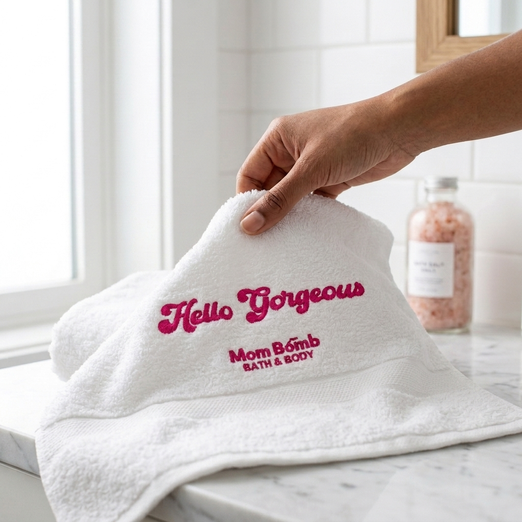 Hello Gorgeous Embroidered Turkish Cotton Bath Towel