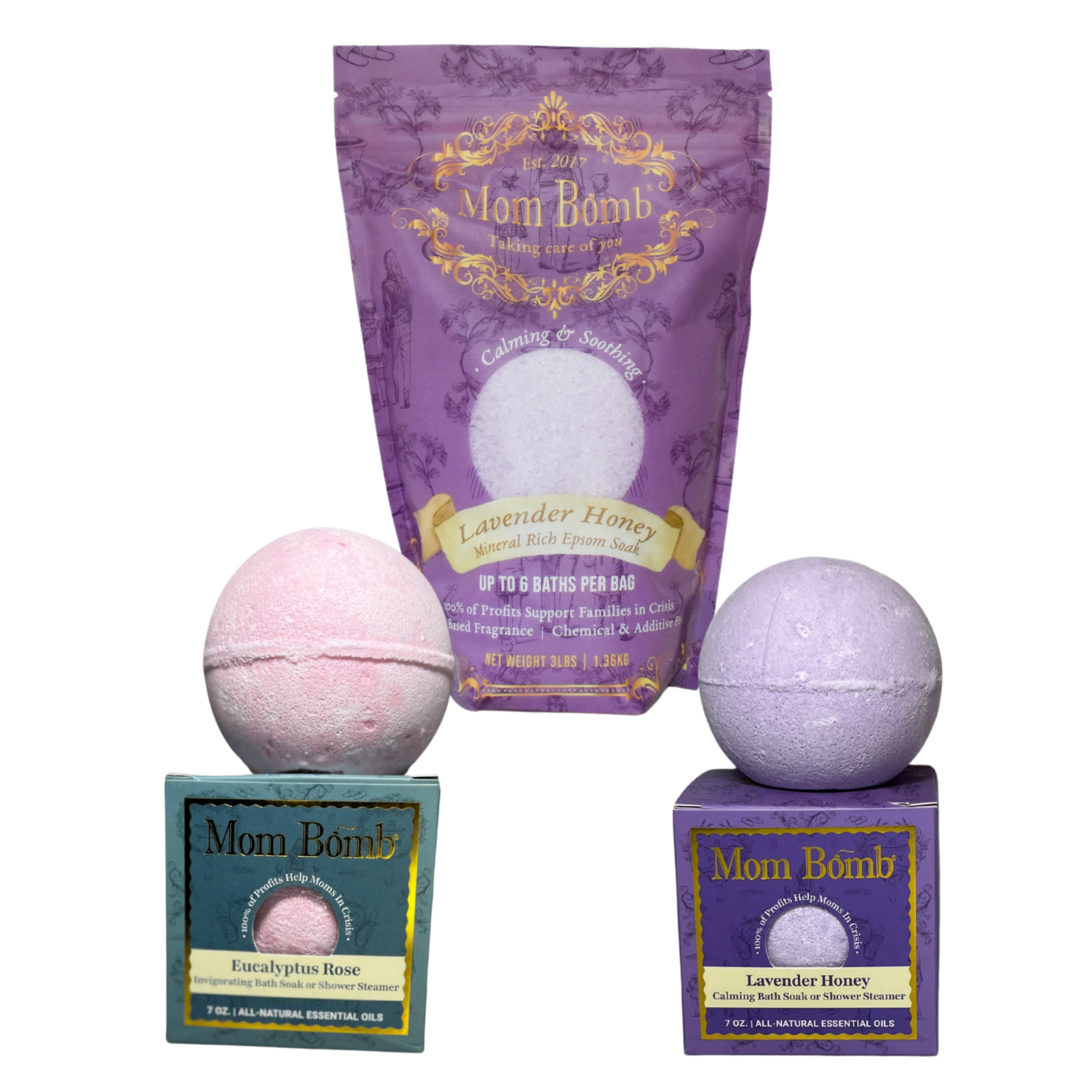 Bath Soak & 2 Bath Bombs/Shower Steamer Bundle
