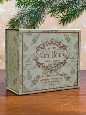 Mom Bomb Evergreen Holiday Bath Bomb Gift Set – Refreshing Scents for a Festive Escape  (4 x 5oz)