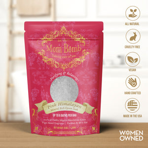 Mom Bomb Pink Himalayan Bath Salt – 3 lb bag of mineral-rich, detoxifying soak with soft melon scent