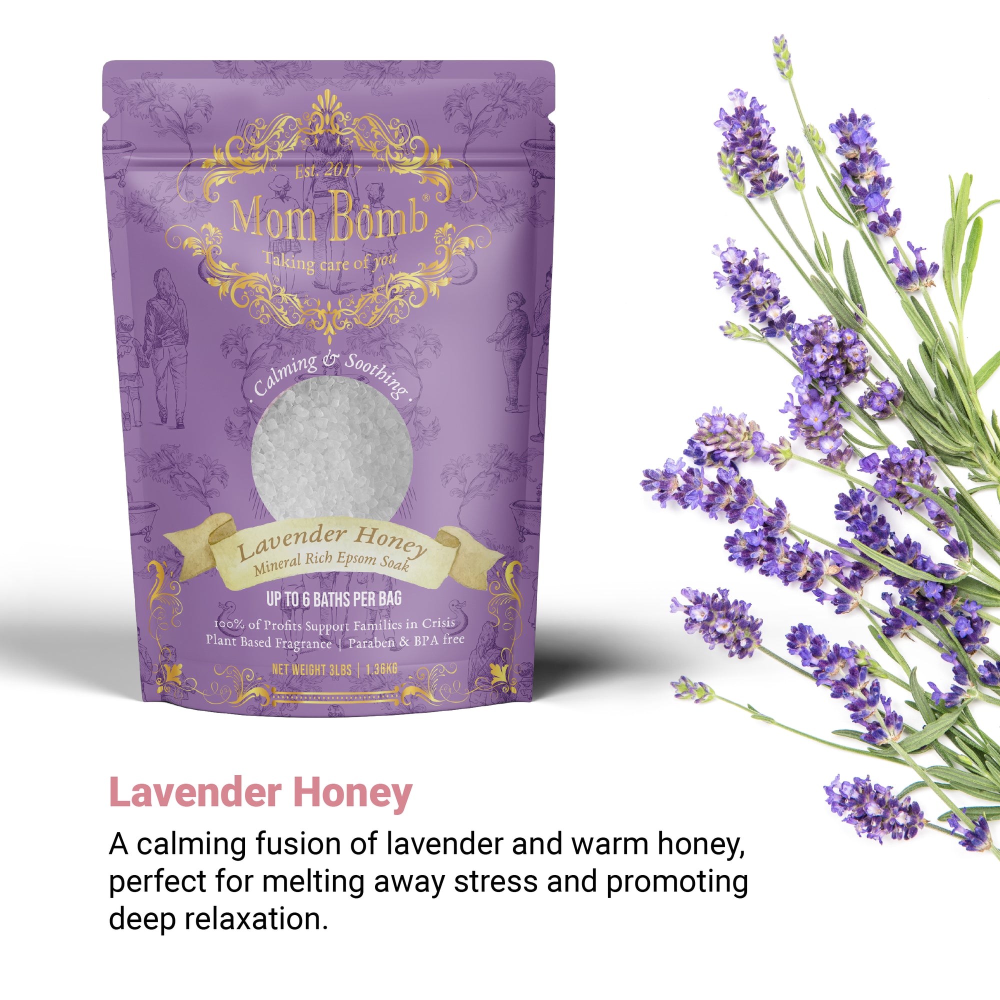 Lavender Honey Bath Salt – calming lavender and sweet honey soak for deep relaxation