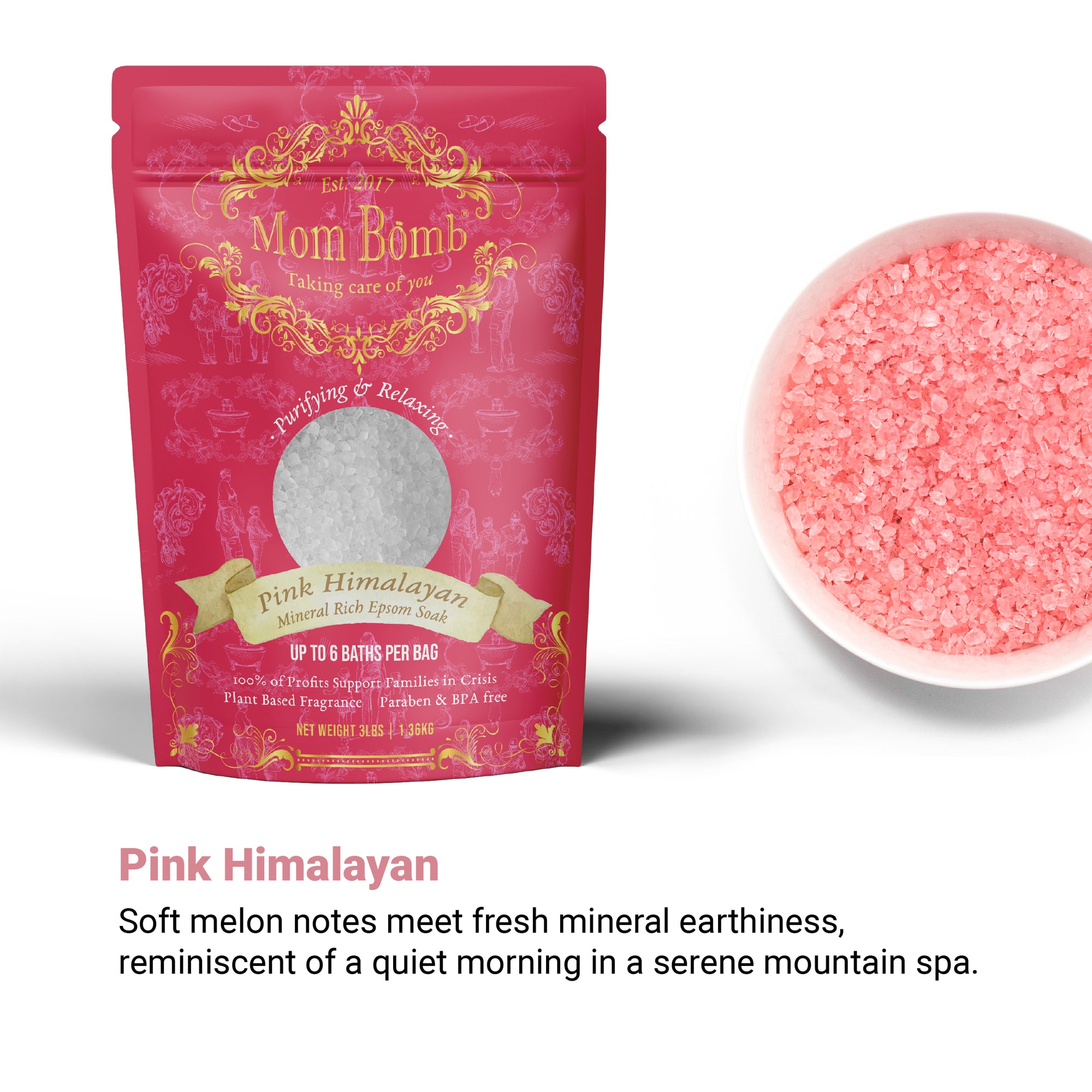 Pink Himalayan Bath Salt – refreshing mineral soak with melon notes and grounding earth tones