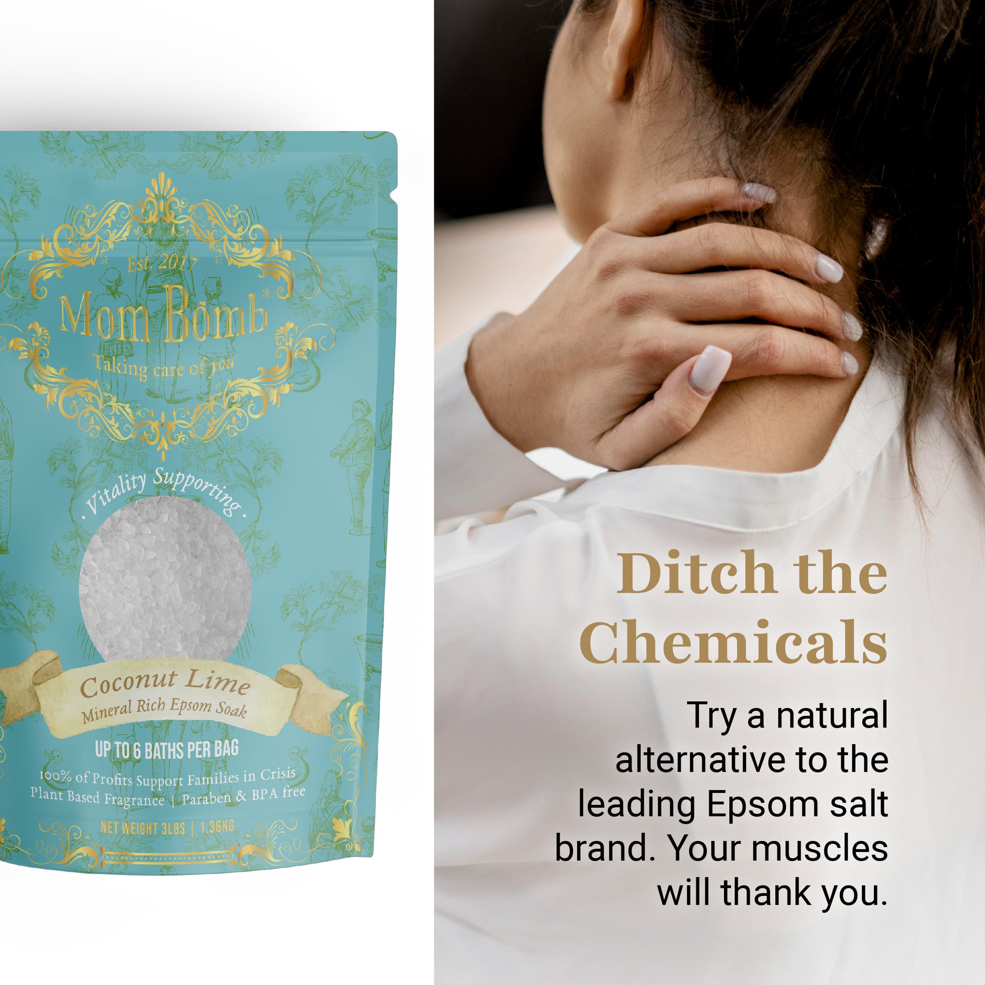 Coconut Lime Bath Salt from Mom Bomb – ditch the chemicals and restore naturally