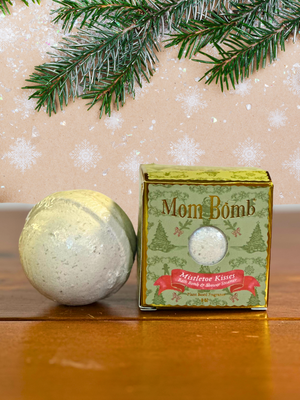 Mom Bomb Mistletoe Kisses Bath Bomb – with fresh Pine and Winterberry scents, All-Natural, Festive and Romantic Holiday Escape (5oz)