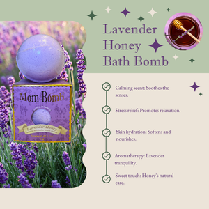 Mom Bomb Lavender Honey Bundle 7 oz Bath Bomb Plus 3lb Bath Soak