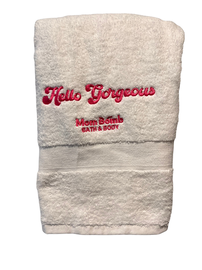 Hello Gorgeous Embroidered Turkish Cotton Bath Towel hero image