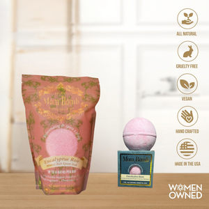 Eucalyptus Rose Duo – 3 lb Bath Salt + 7 oz Bath Bomb / Shower Steamer