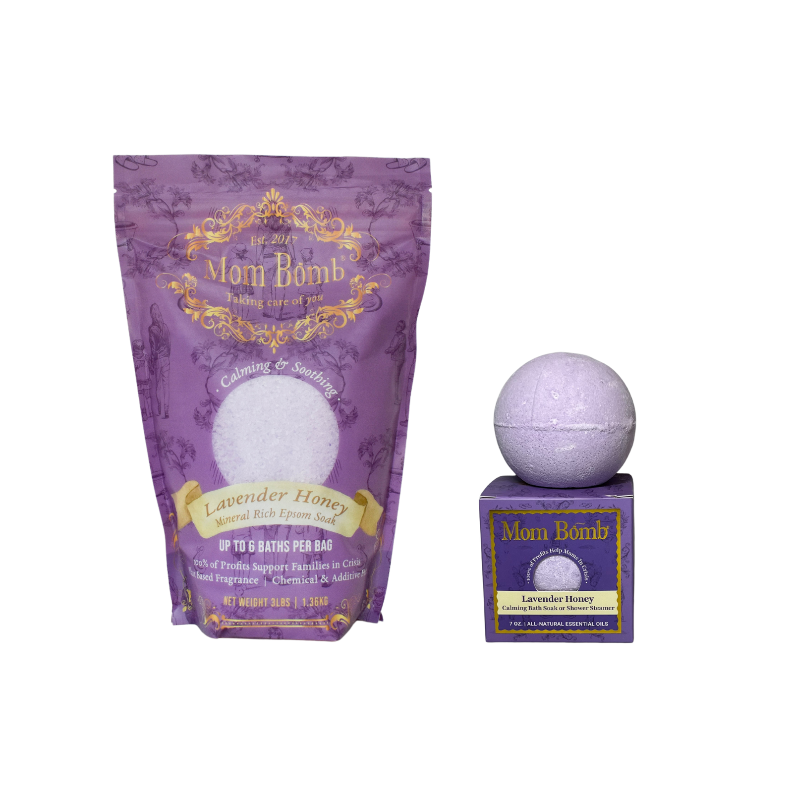 Lavender Honey Spa Bundle – Bath Soak & Bomb/Steamer Set
