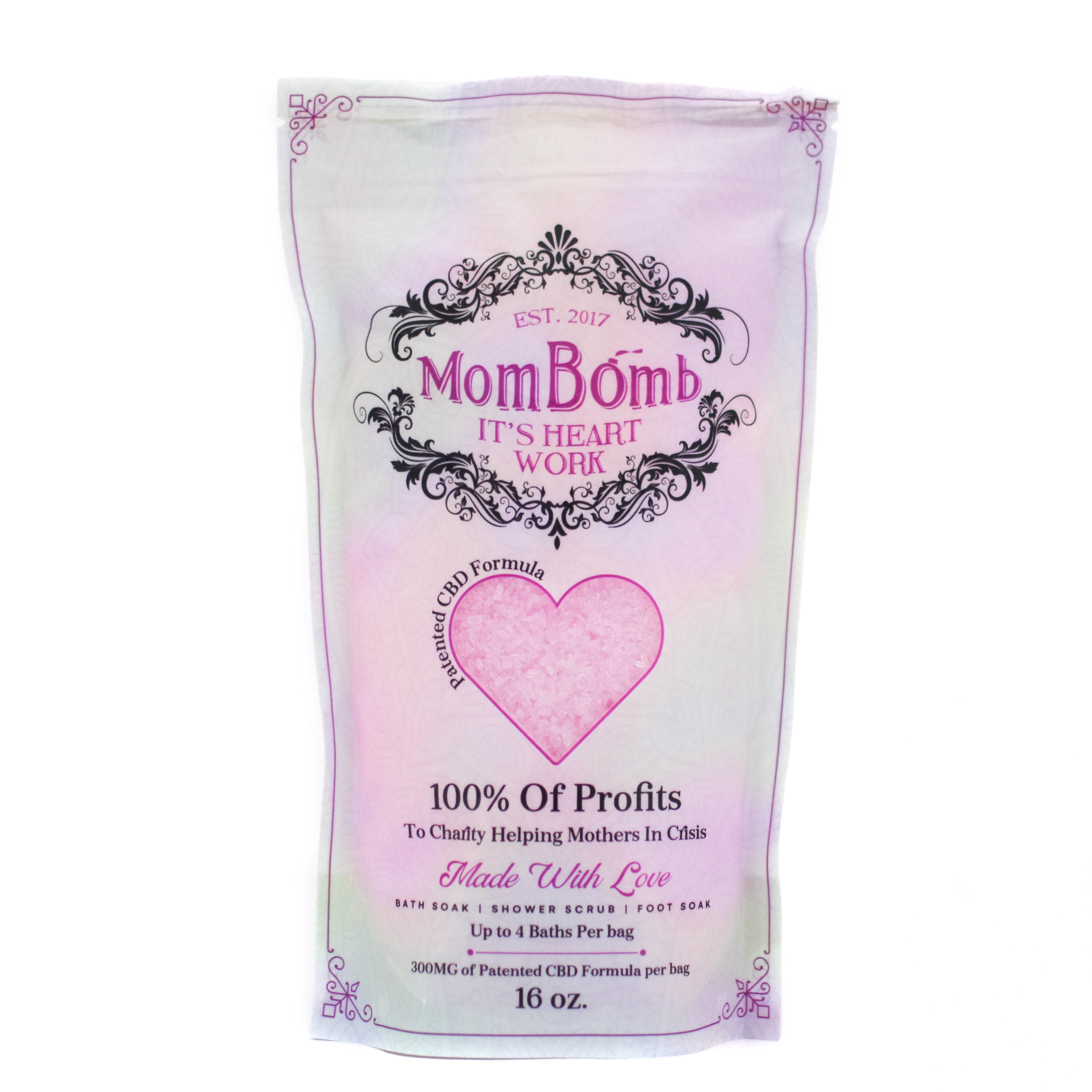 Made With Love Bath Salts w/300 mg CBD by Mom Bomb - SUBSCRIPTION