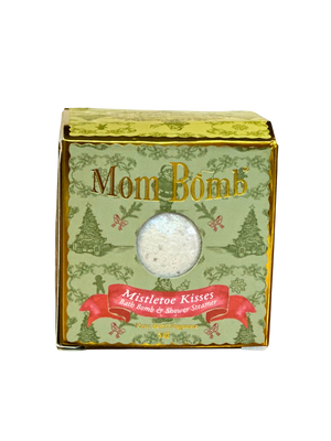 Mom Bomb Mistletoe Kisses Bath Bomb – with fresh Pine and Winterberry scents, All-Natural, Festive and Romantic Holiday Escape (5oz)