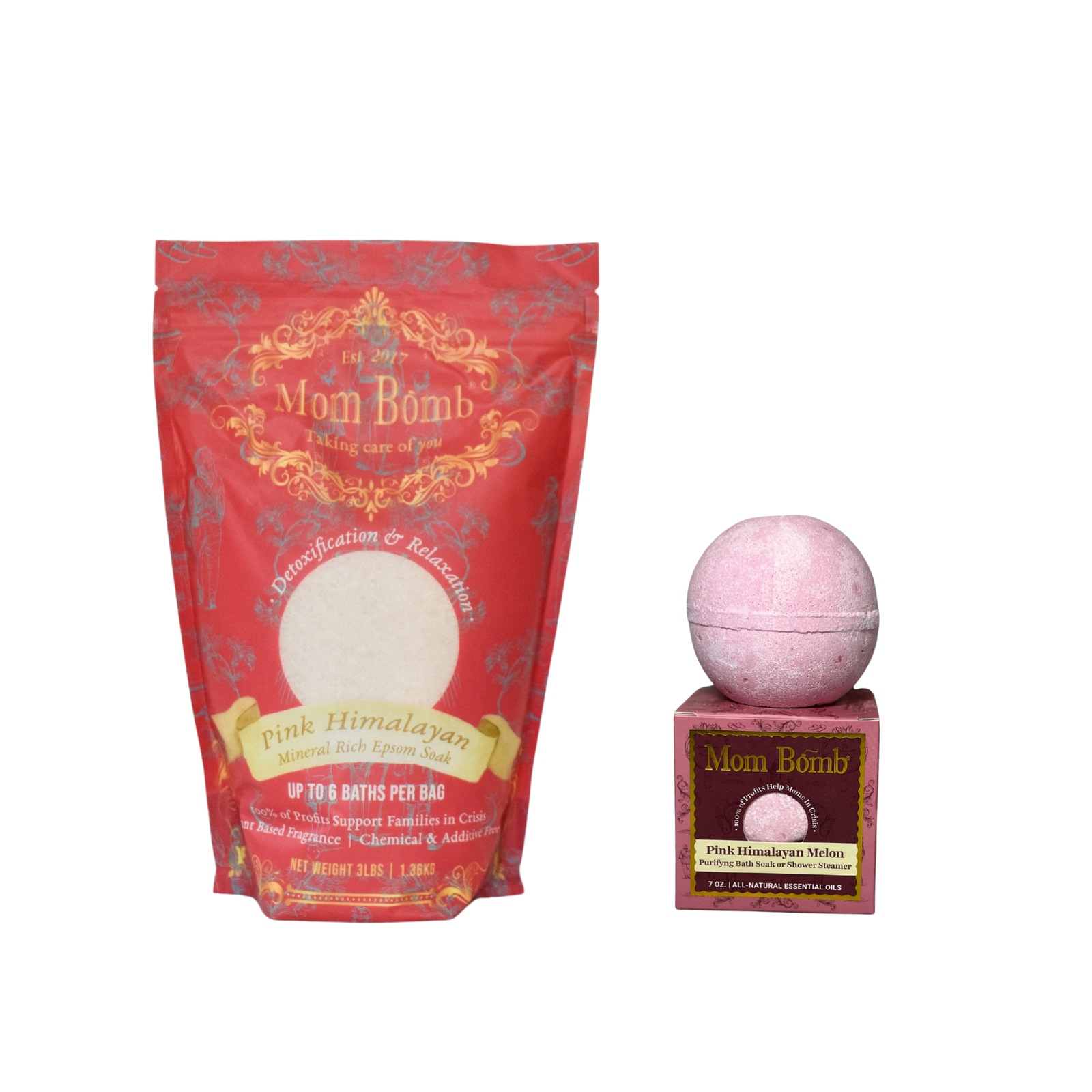 Pink Himalayan Spa Bundle – Mineral Soak & Bomb/Steamer Set