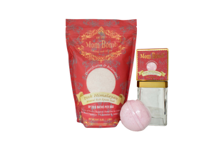 Mom Bomb Pink Himalayan Bundle 7oz Bath Bomb/Shower Steamer plus 3lb Bath Soak Melon and Cedarwood scented