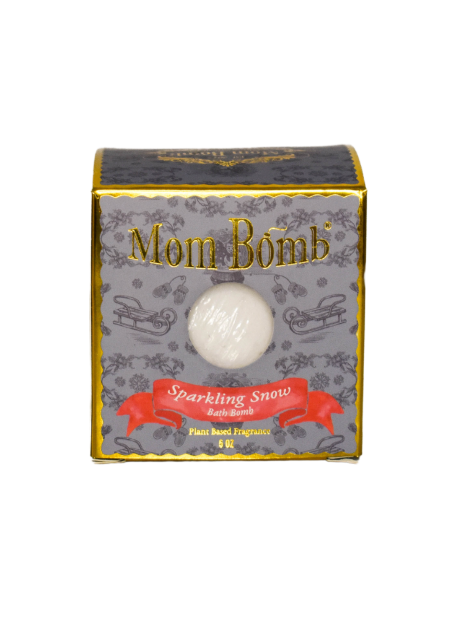 Mom Bomb Sparkling Snow Bath Bomb – All-Natural, Vegan, Single-Use Winter Bliss (5oz)